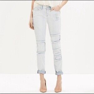 Madewell Slim Boyjean: Patched Up Edition in Georgia Wash, Y2K, Size 26 NWOT